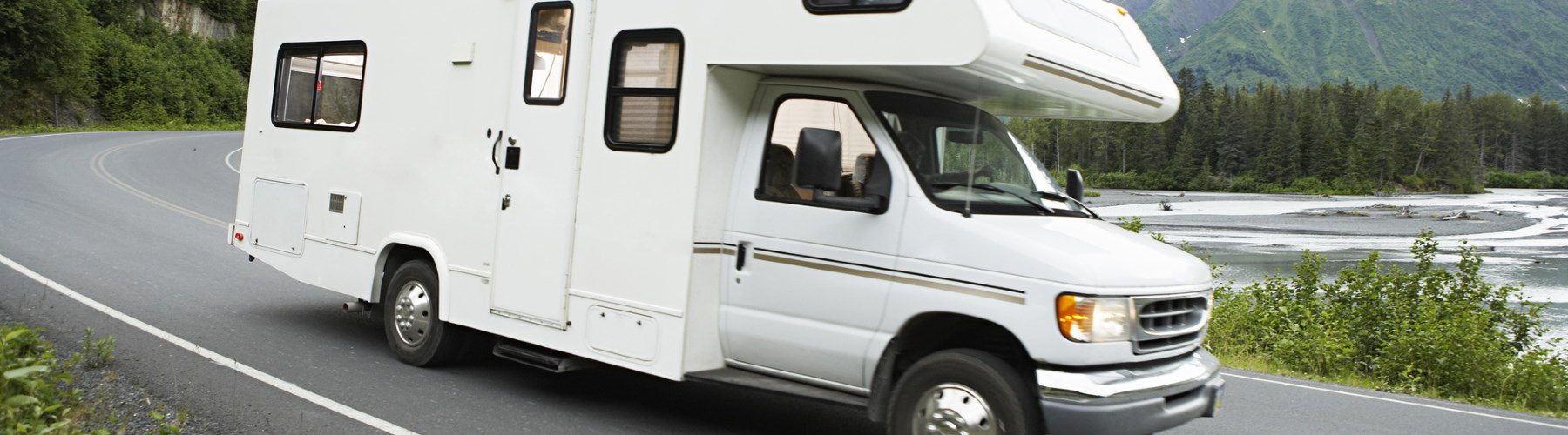 RV driving down road